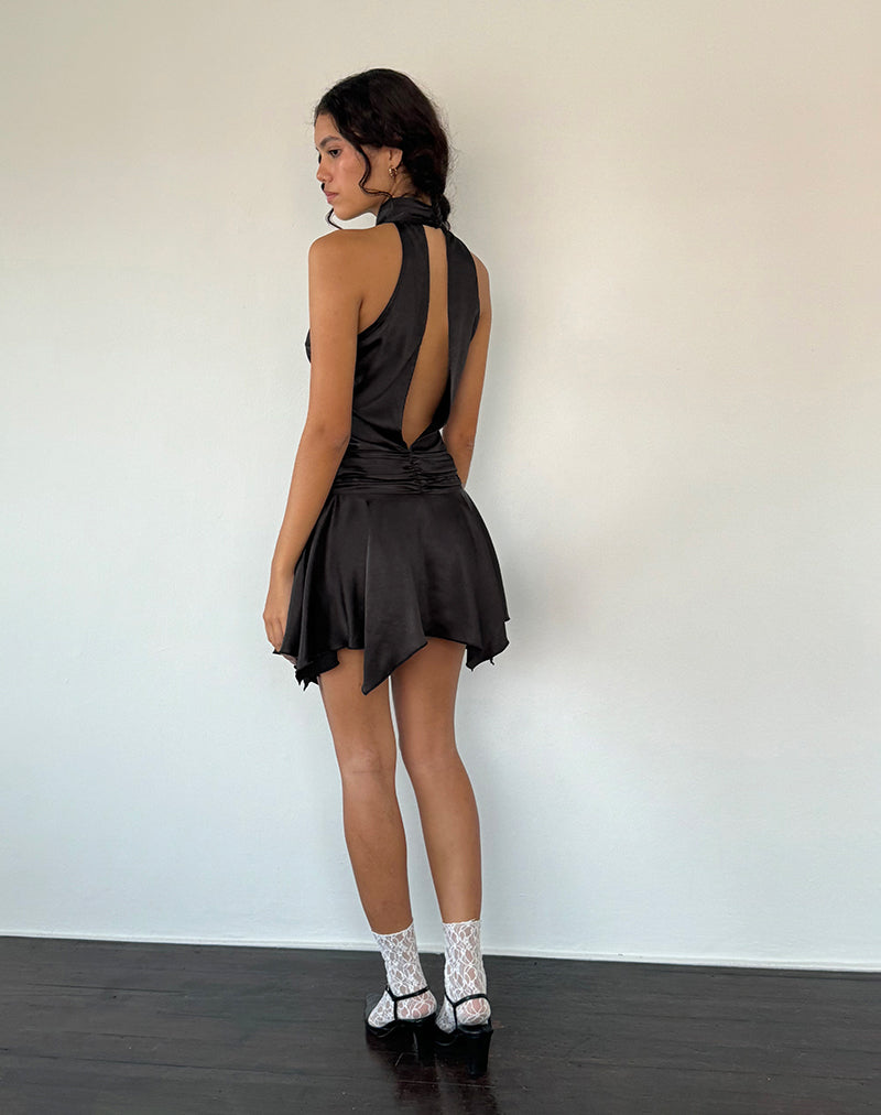 Black Satin Halterneck Mini Dress | Hydri motelrocks-com-us Black Satin Halterneck Mini Dress | Hydri motelrocks-com-us