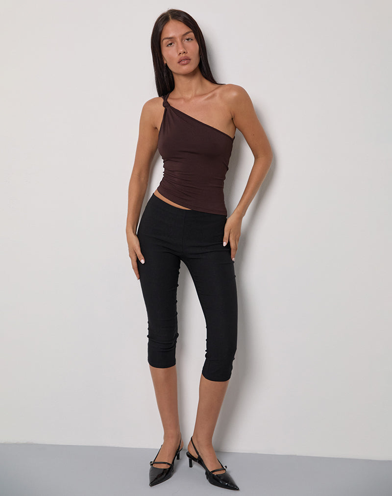 Image of Idra Asymmetric Top in Rayon Jersey Bitter Chocolate