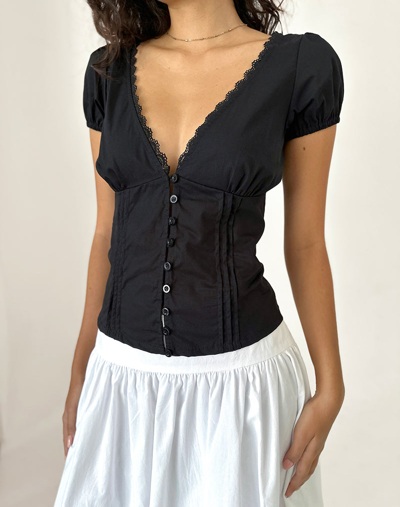 Black Poplin Corset Top | Ilias – motelrocks-com-us