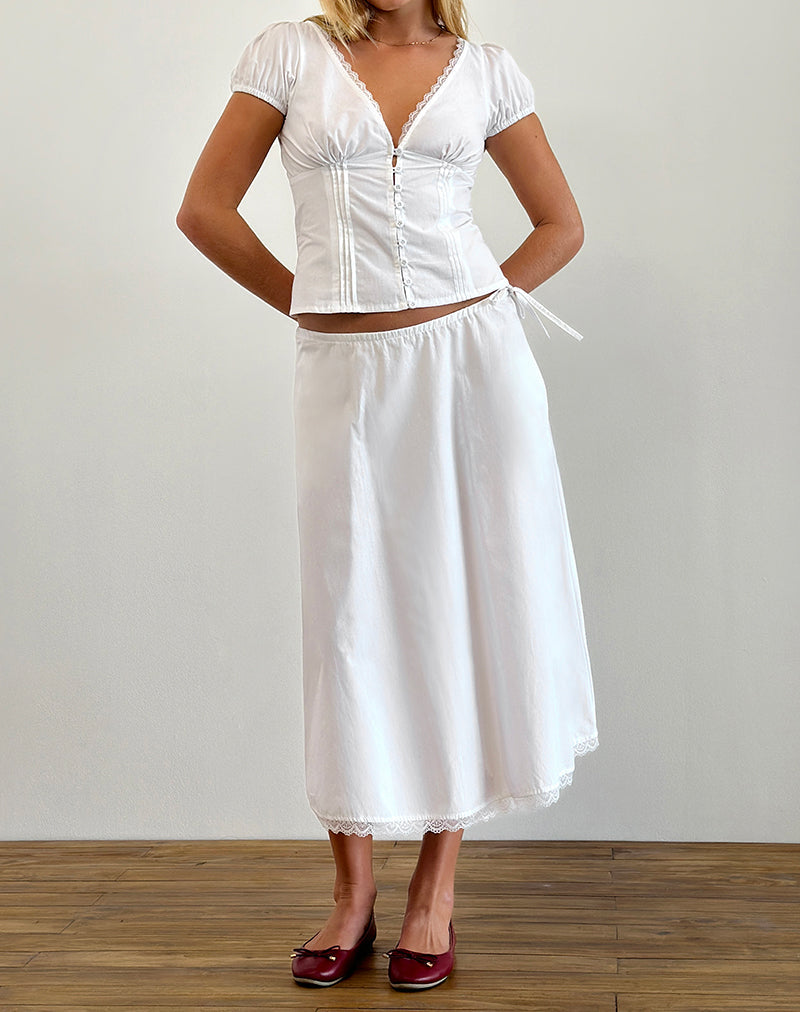 White Poplin Short Sleeve Corset Top | Ilias – motelrocks-com-us