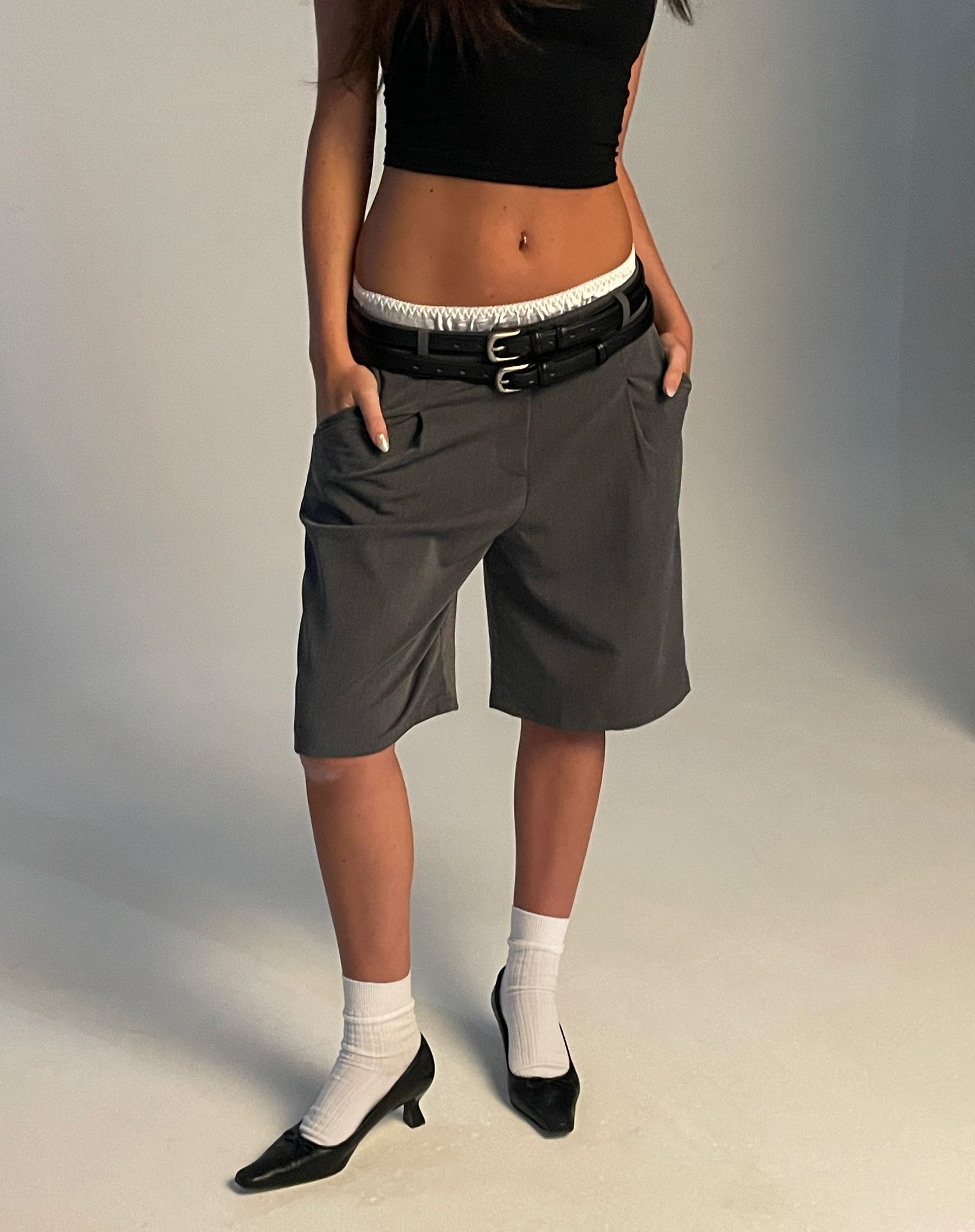 Charcoal Tailored Long Line Shorts | Setya motelrocks-com-us Charcoal Tailored Long Line Shorts | Setya motelrocks-com-us