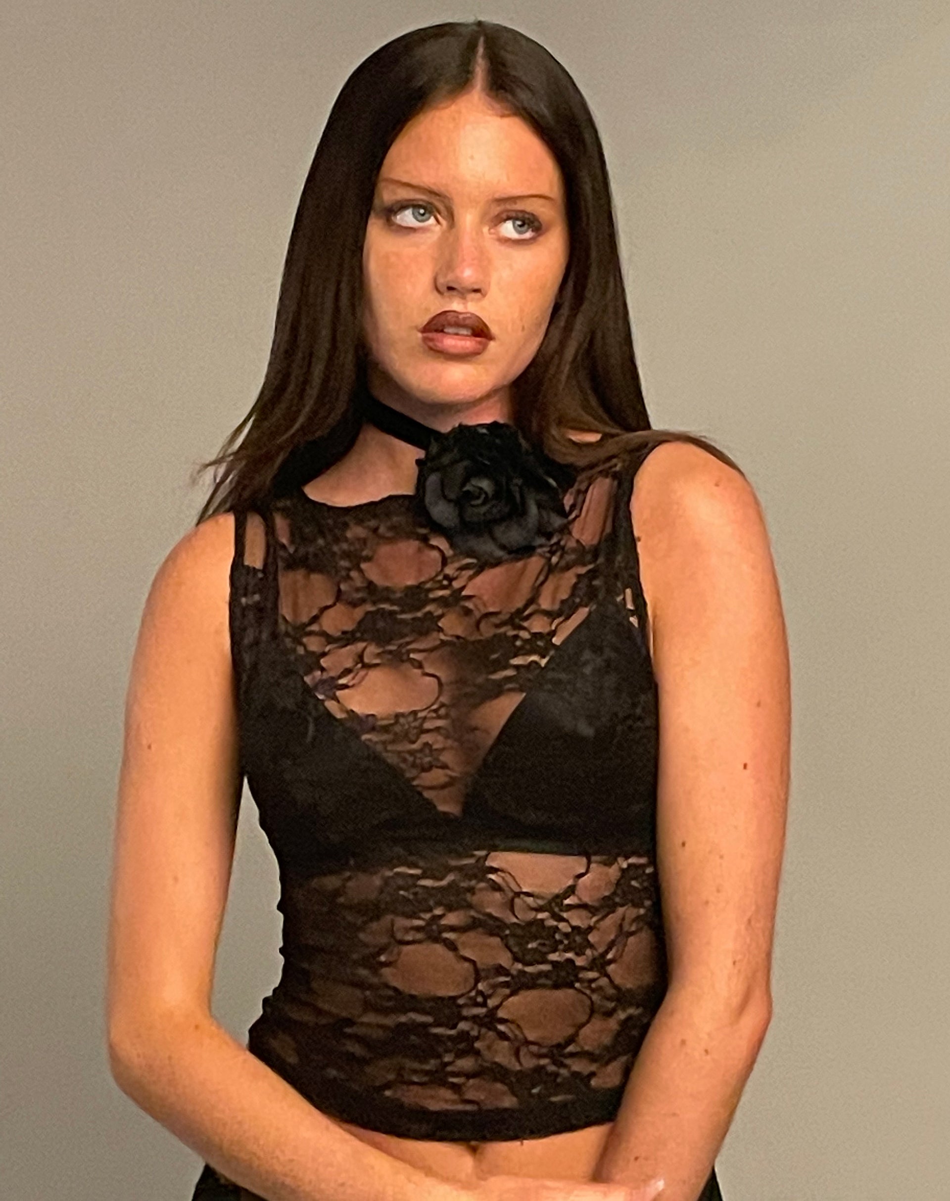 Image of Maloe Lace Top in Black