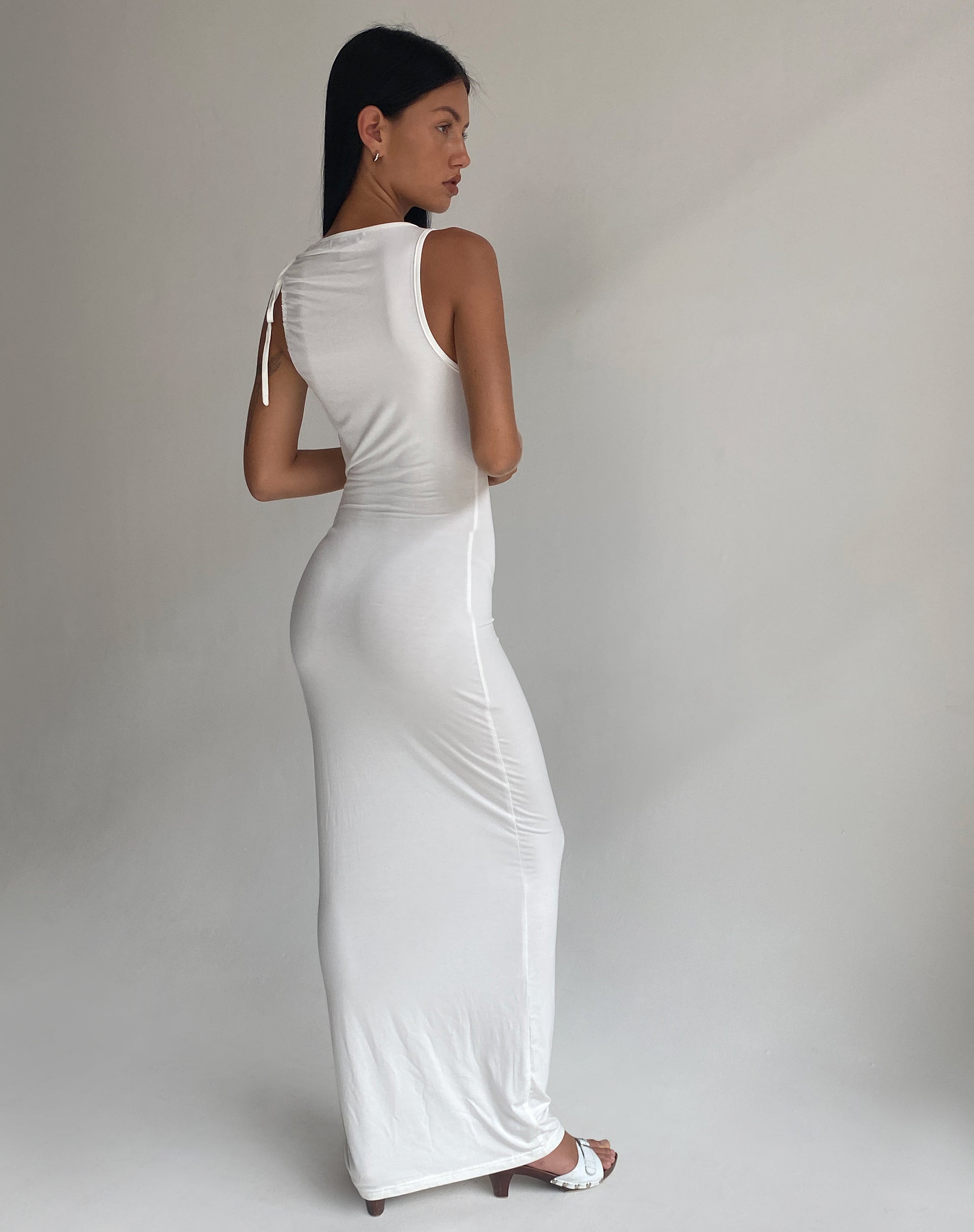 White slinky sale maxi dress