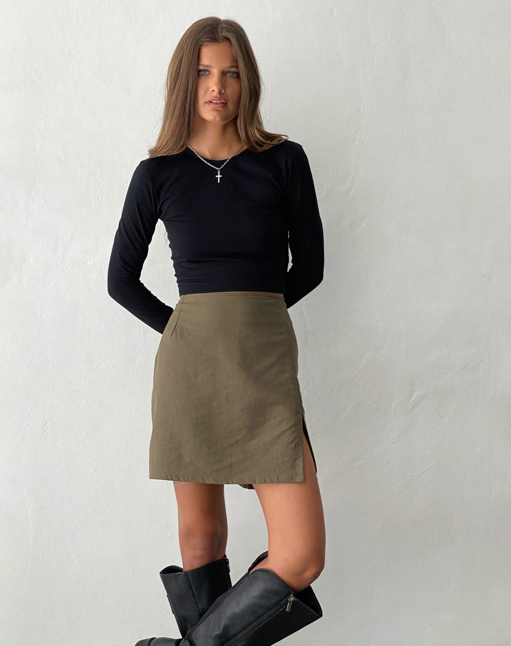 Sheny Mini Skirt in Khaki