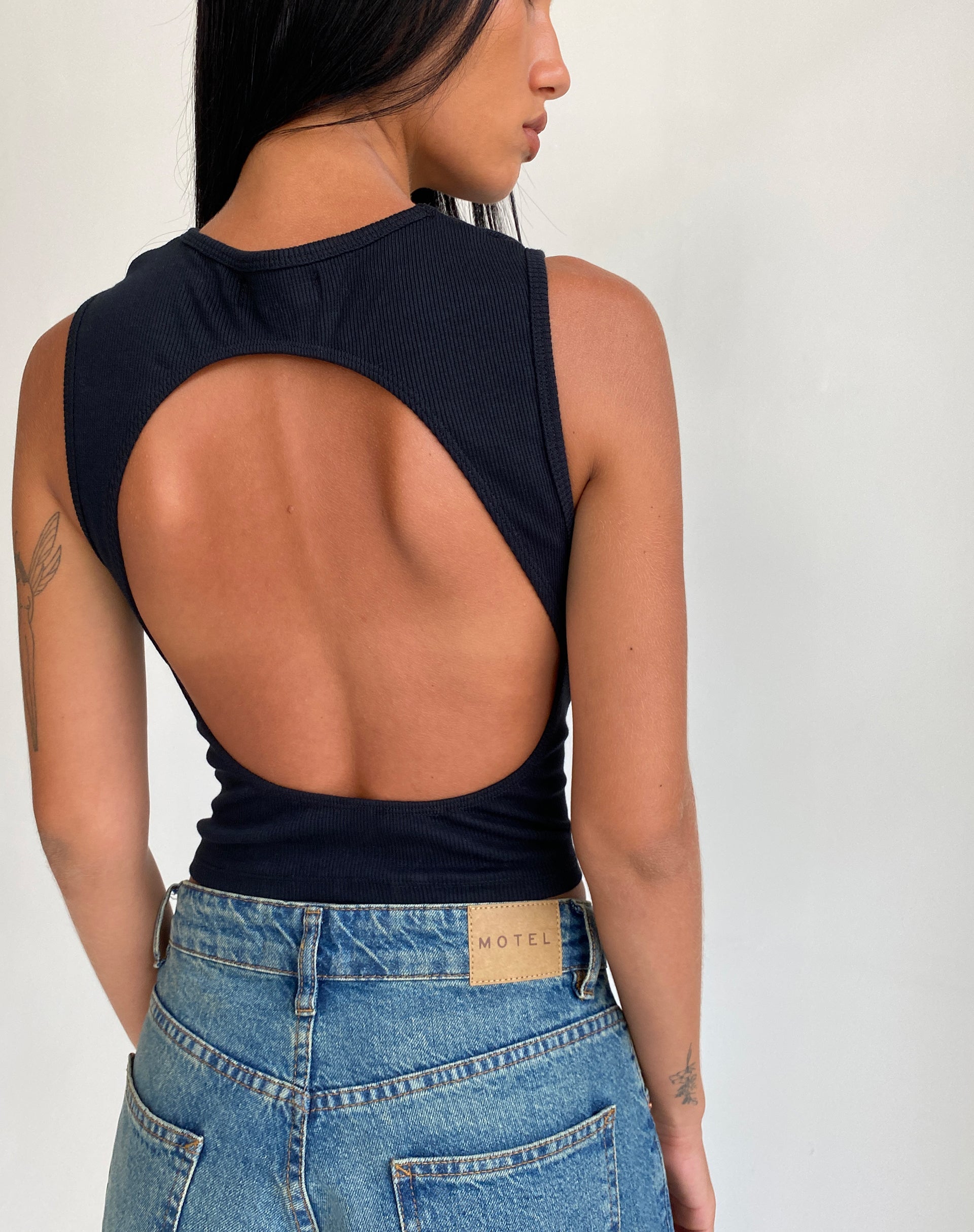 Cut out back store tank top