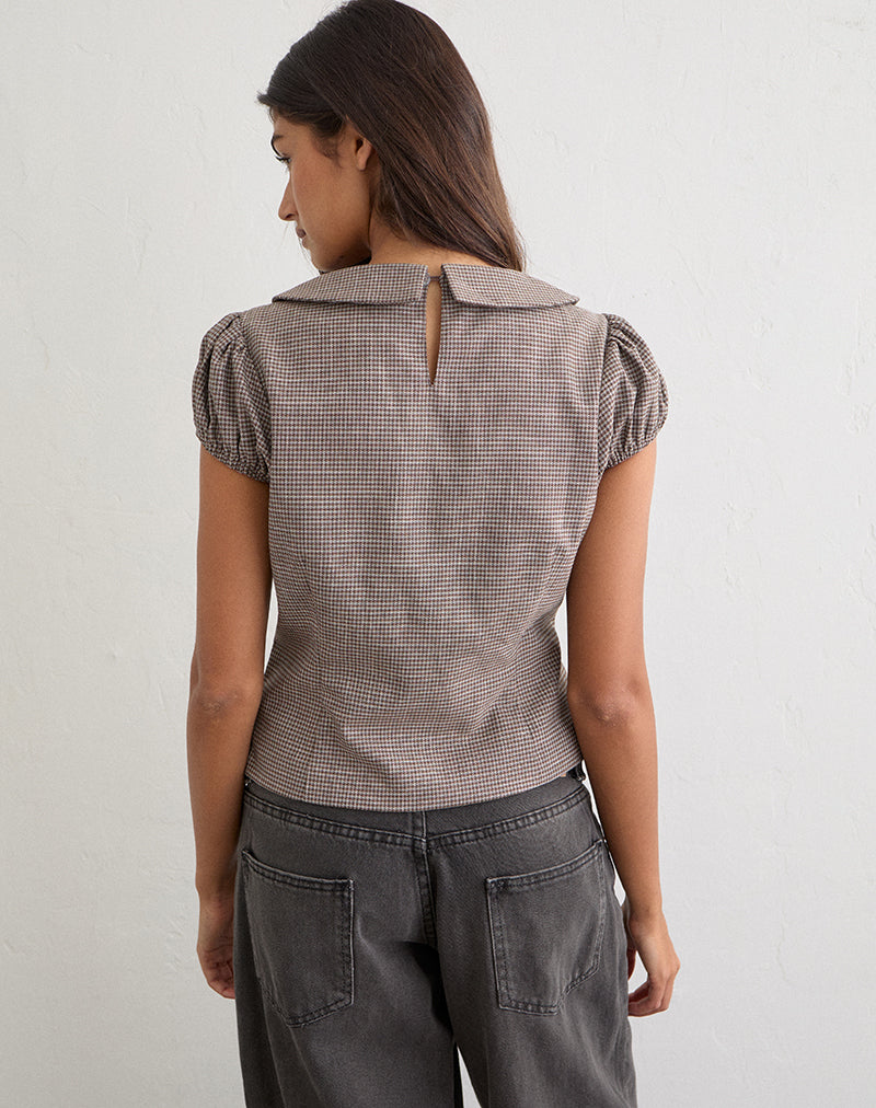 Image of Inihar Top in Tailoring Check Brown