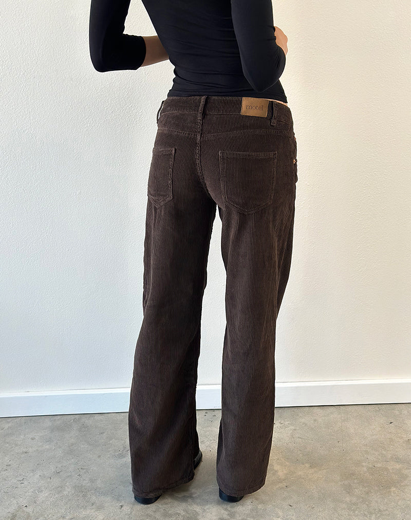Image of Low Rise Parallel Trouser in Corduroy Chocolate Brown