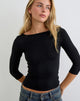 Image of Ione Quarter Sleeve Top in Black