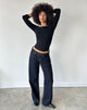 Image of Low Rise Parallel Jeans in Indigo with Contrast Stitch