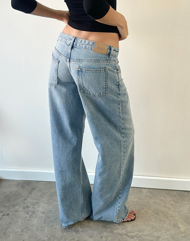 Image of Roomy Extra Wide Low Rise Jeans in Vintage Blue Wash