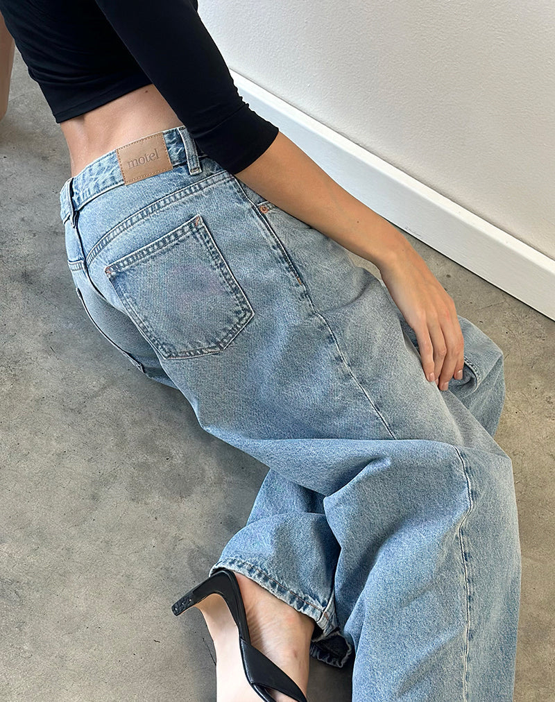 Image of Roomy Extra Wide Low Rise Jeans in Vintage Blue Wash