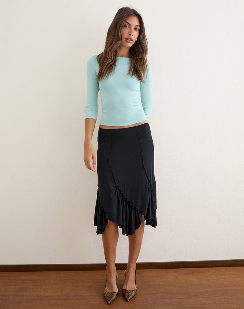 Image of Sumiatun Midi Skirt in Jersey Black