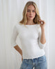 Image of Ione Quarter Sleeve Top in Off White