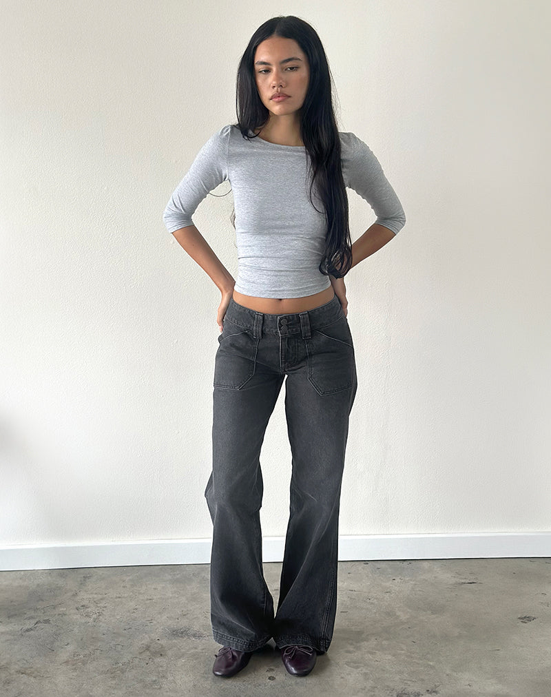 Low Rise Relaxed Cargo Jeans in Vintage Black