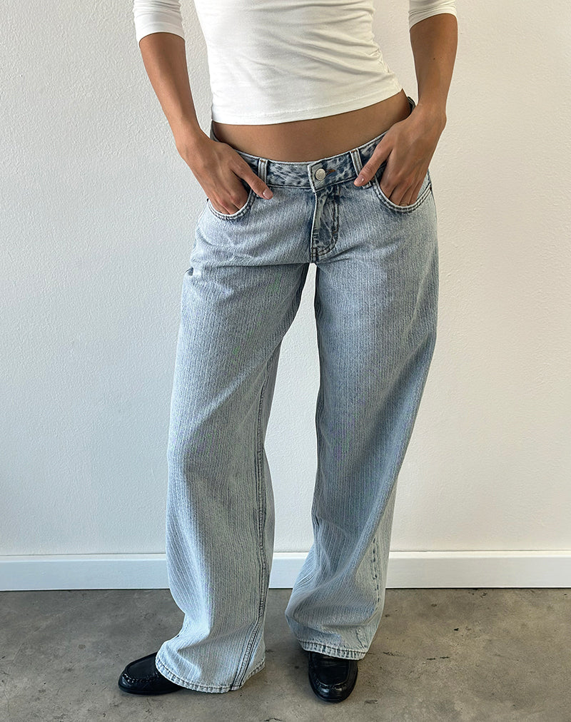 Image of Low Rise Roomy Jeans in Stripe 80s Light Blue Wash