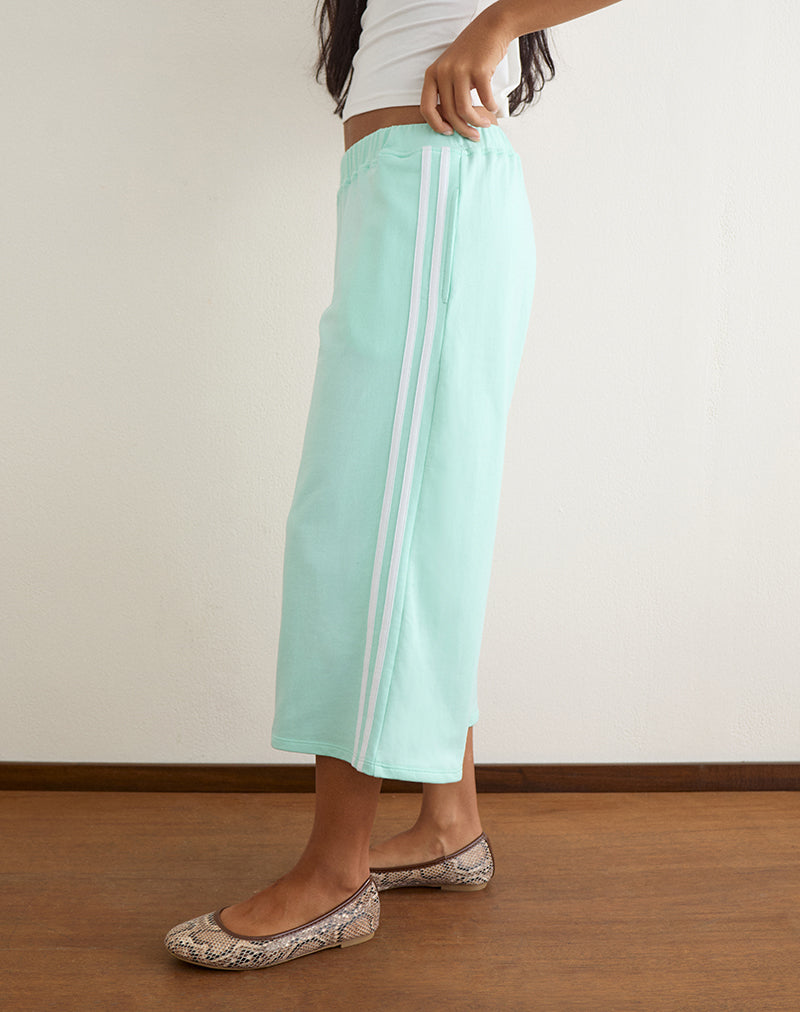 Image of Wamino Capri Trouser in Aqua with White Stripes