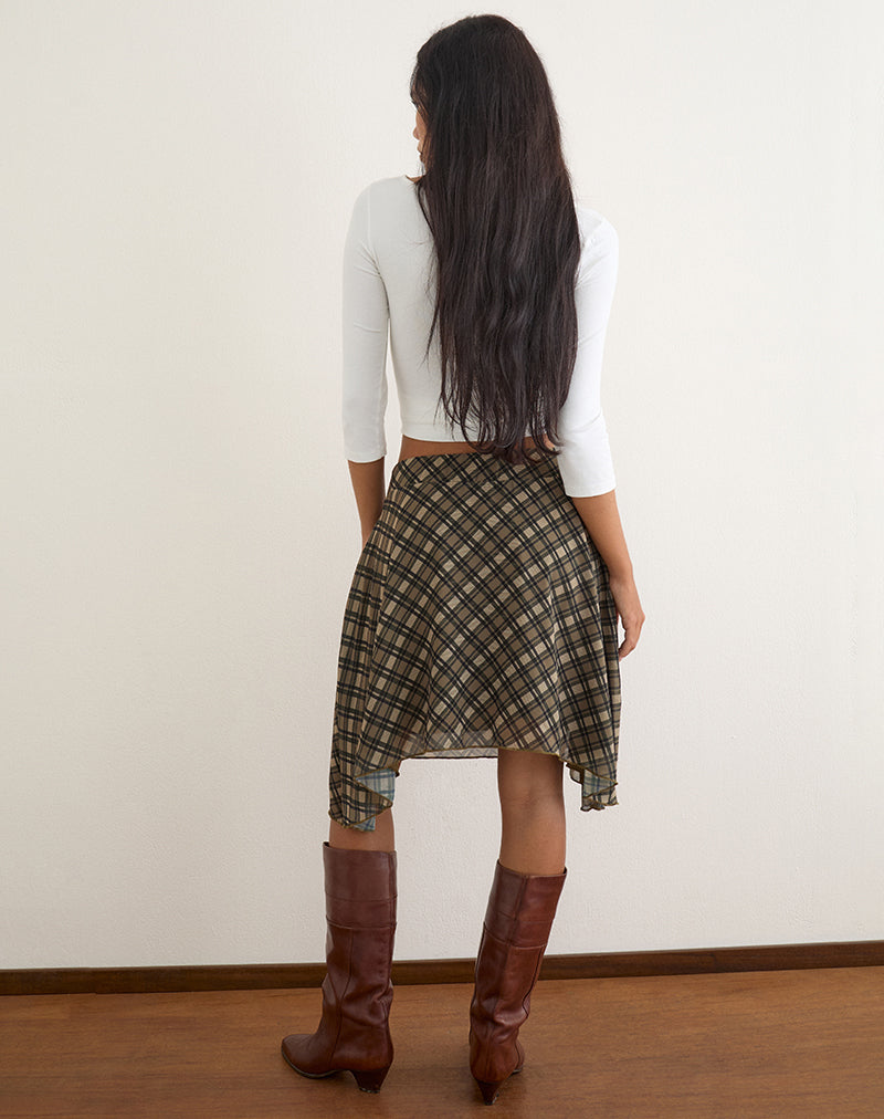 Image of Zahlia Skirt in Chiffon Vintage Check Olive
