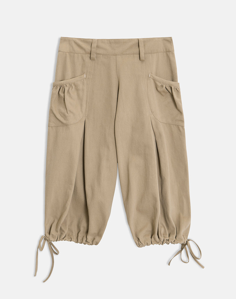 Image of Iria Cargo Capri Trouser in Twill Khaki