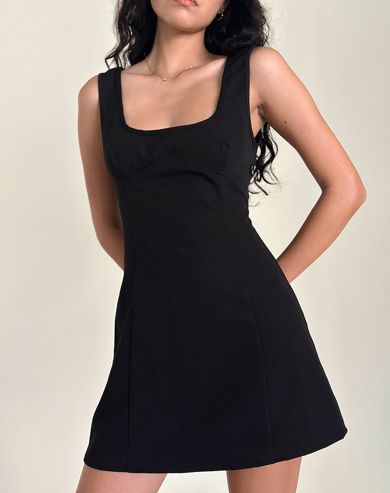 Image of Irinel Bow Back Mini Dress in Black