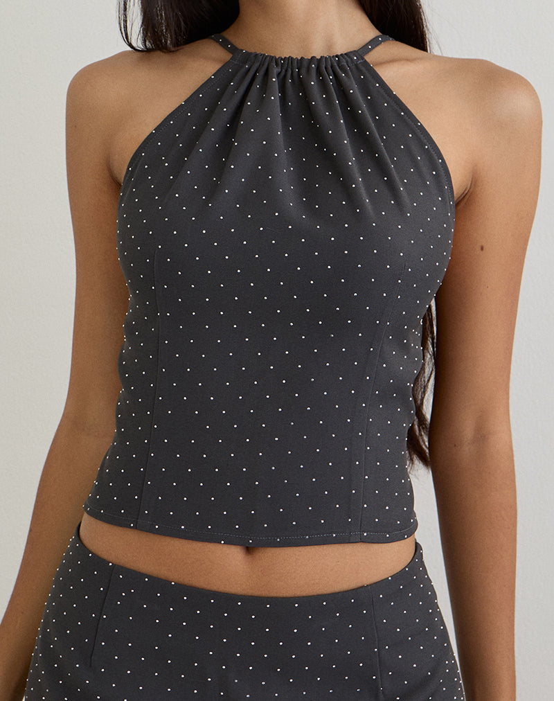 Isado Open Back Top in Diamante Grey
