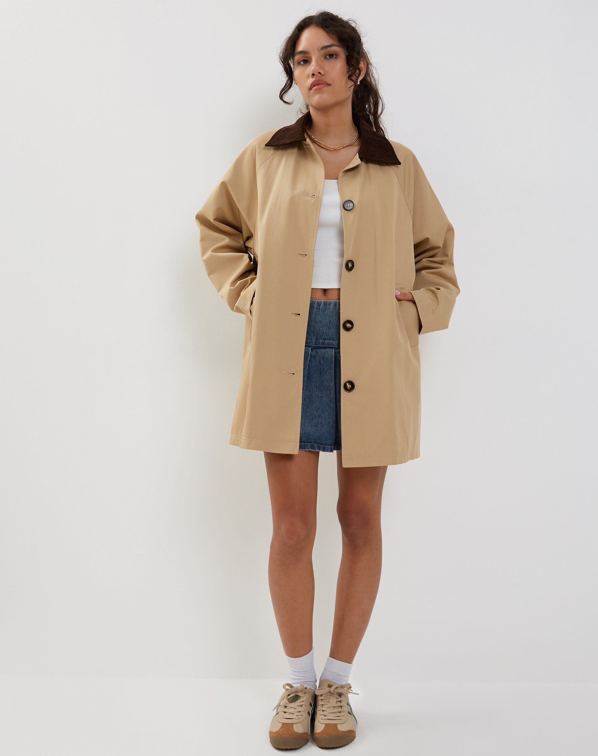 Tan Knee Length Trench Coat | Izora – motelrocks-com-us