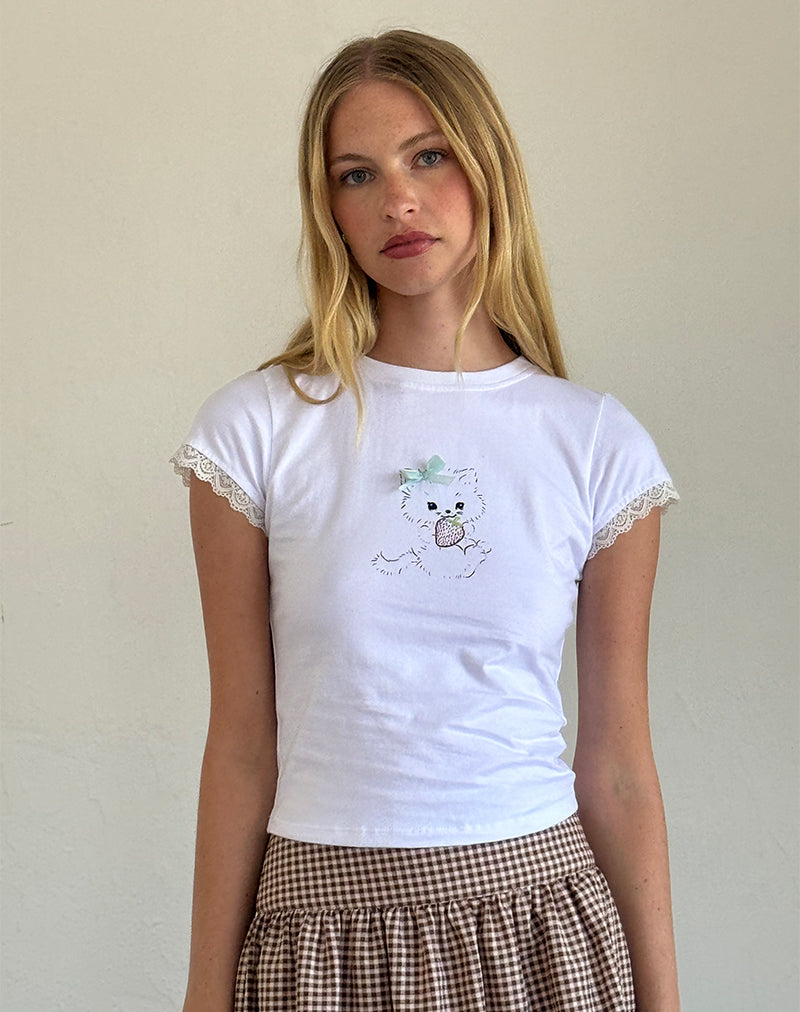 Tシャツ・カットソー ITZAVIBE CAT STRAWBERRY LOGO SLIM T SHIRT 5BMR0057 ITZAVIBE(イッザバイブ) Tシャツ・カットソー(レディース