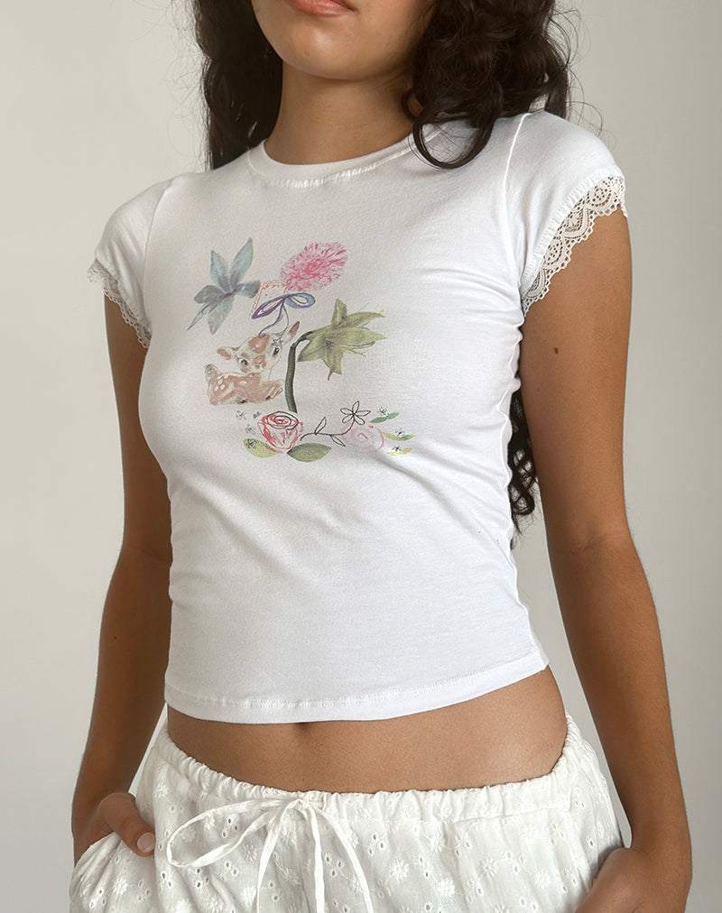Izzy Top in White Floral Bunch