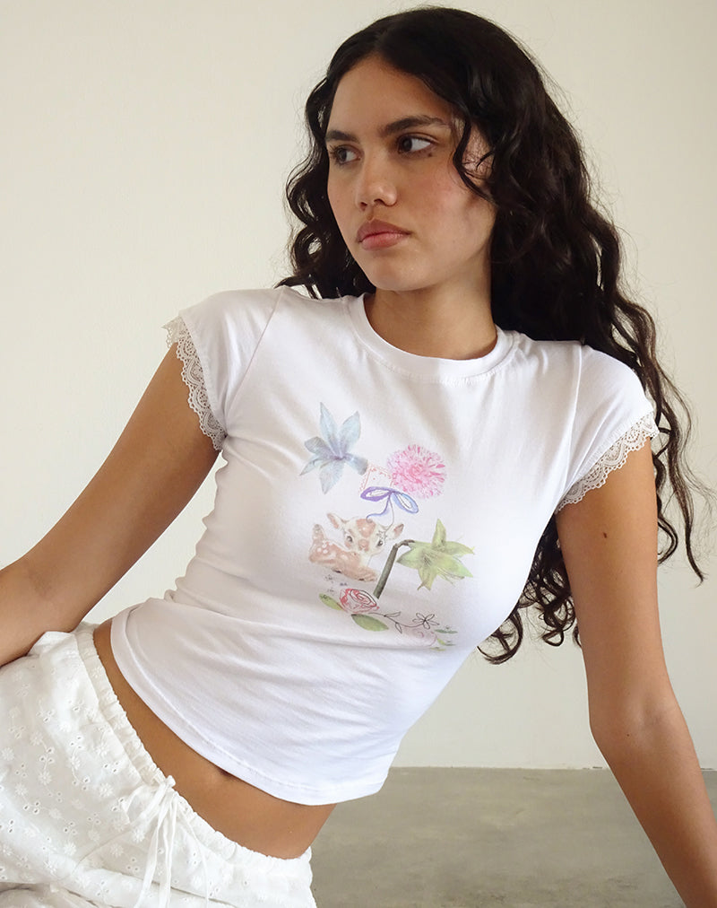 Image of Izzy Top in White Floral Bunch