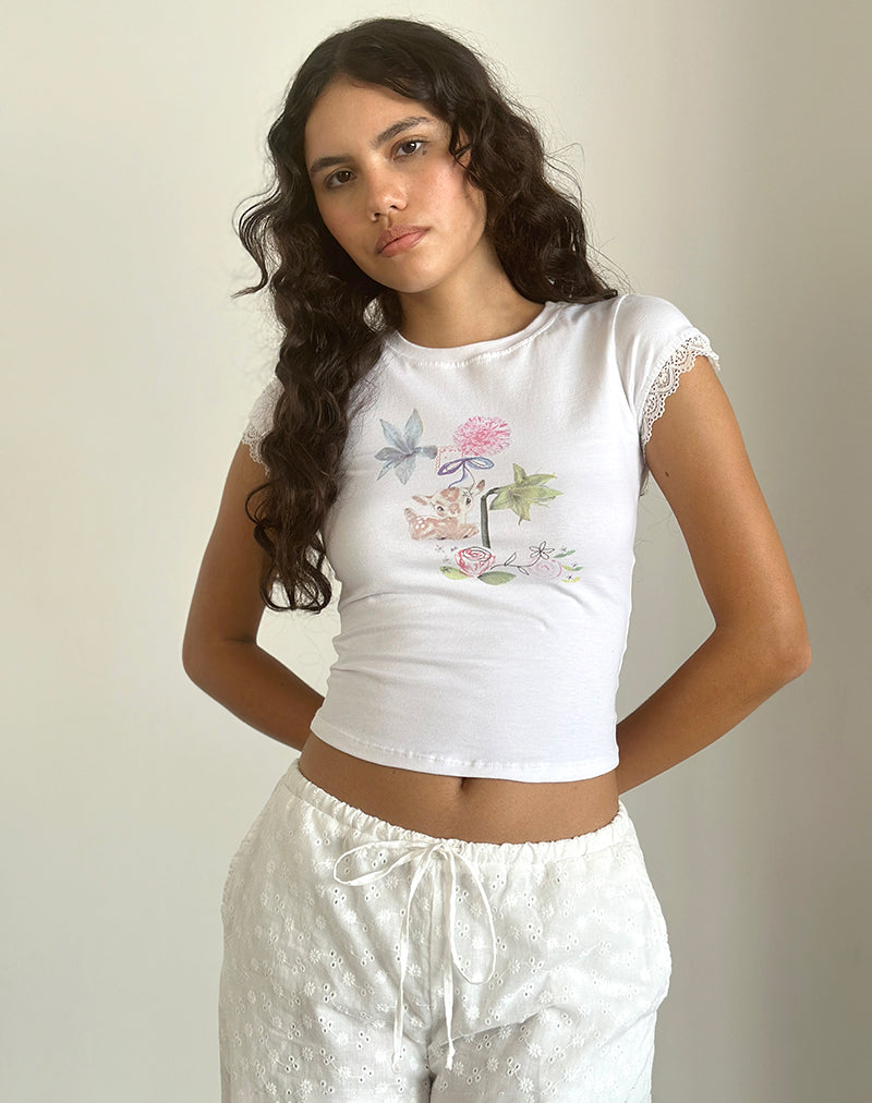 Izzy Top in White Floral Bunch