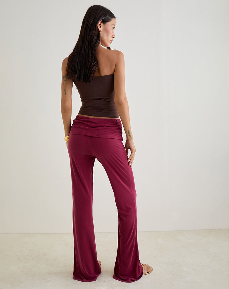 Burgundy Low Rise Flared Trousers | Jacita – motelrocks-com-us