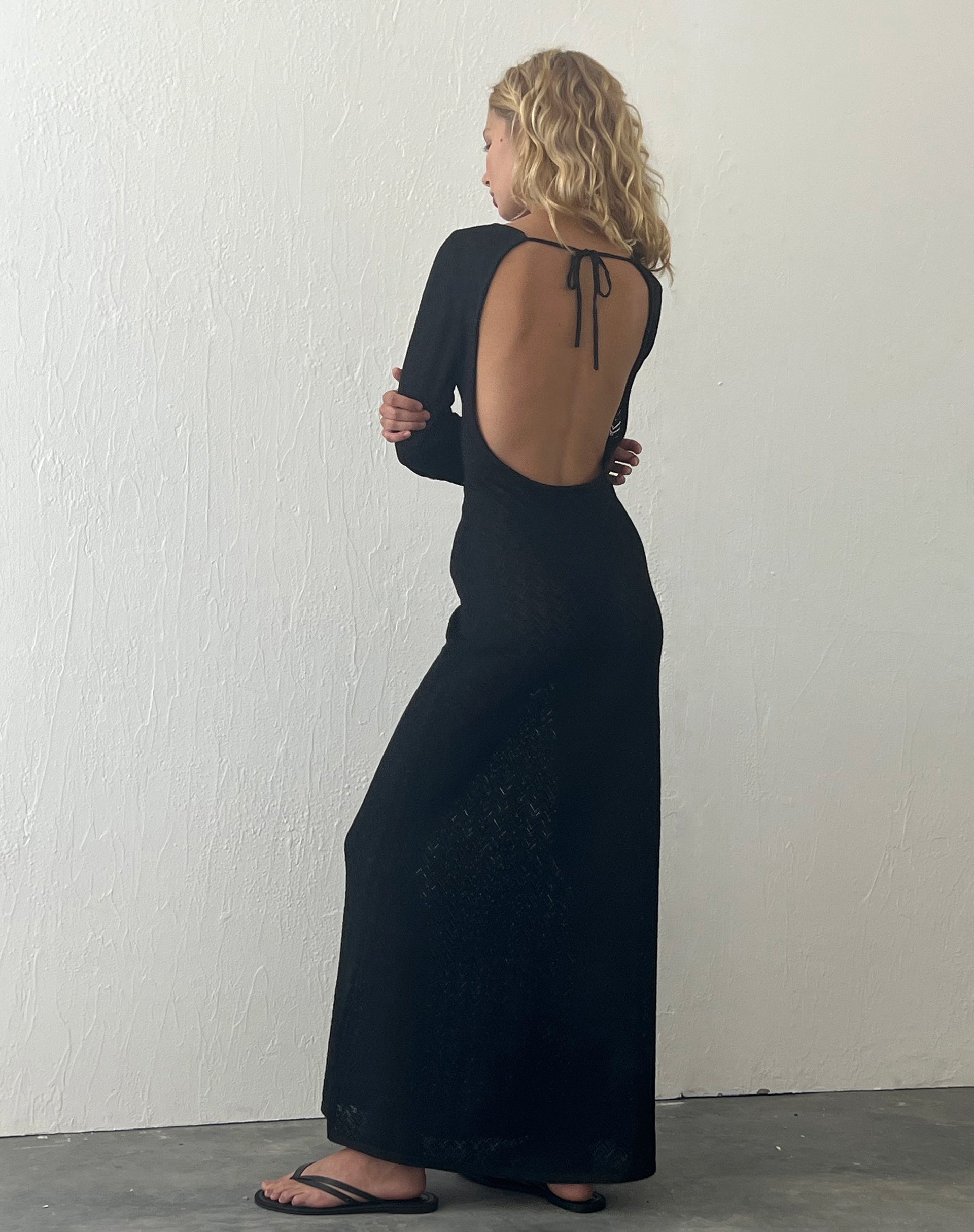 Black Open Back Maxi Dress