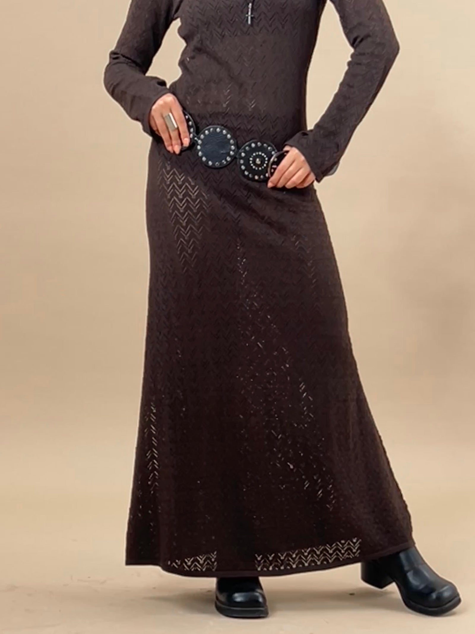 Coffee Long Sleeve Maxi Dress | Jadie – motelrocks-com-us