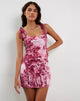 Image of Jajken Corset Dress in Pink Tapestry Print