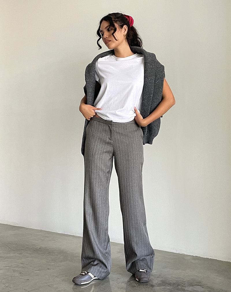 Image of Jaliba Smart Trouser in Grey Pinstripe Tailoring