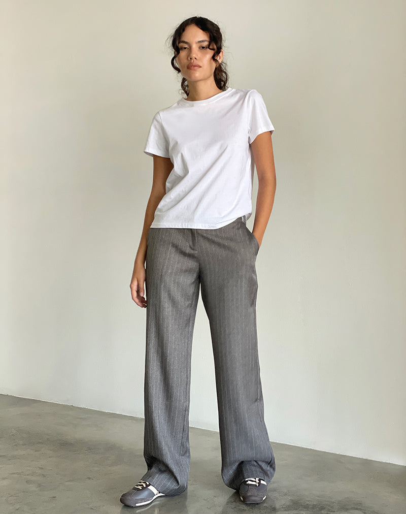 Grey Pinstripe Wide Leg Tailored Trouser | Jaliba – motelrocks-com-us