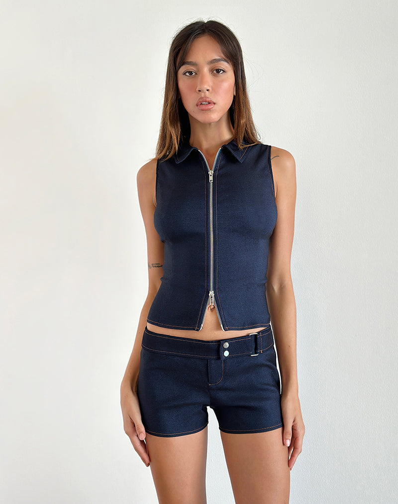 Jarli Hot Pants in Chambray Denim