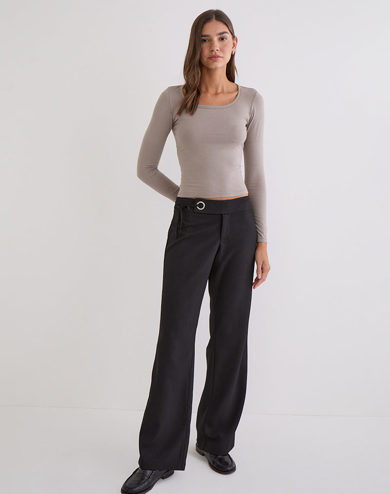 Grey Cotton Long Sleeve Top | Janana – motelrocks-com-us