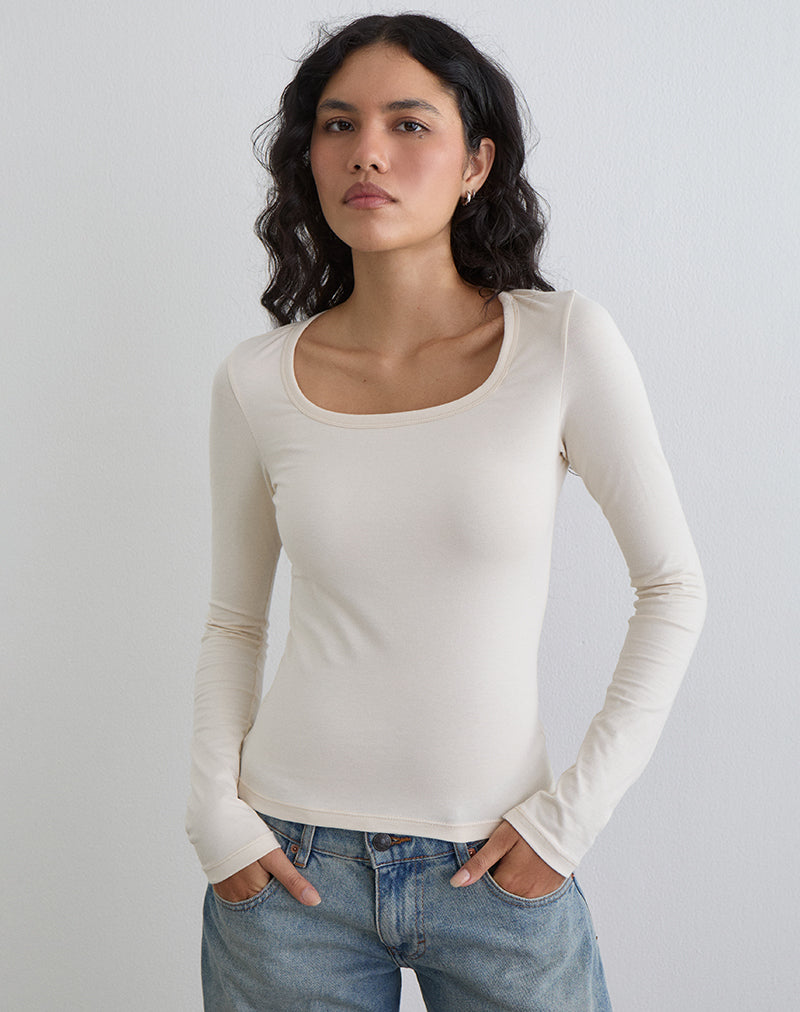 Image of Janana Long Sleeve Top in Cotton Tofu