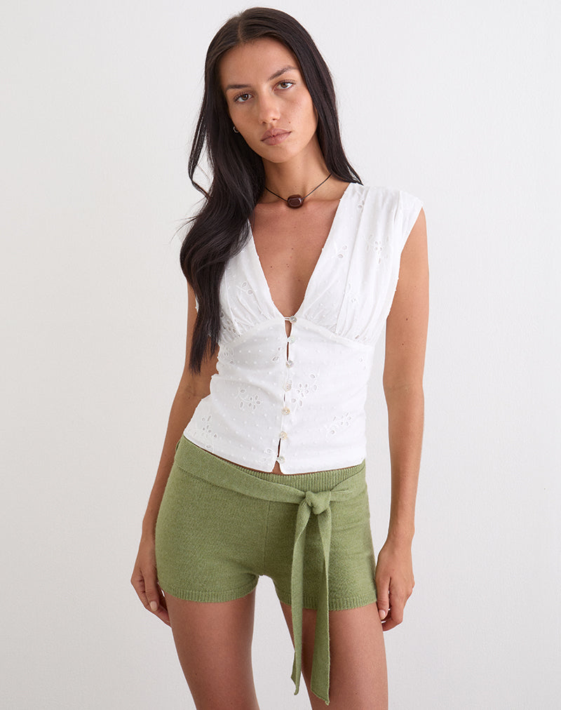 Image of Jarona Hot Pant with Tie Belt in Knit Olive