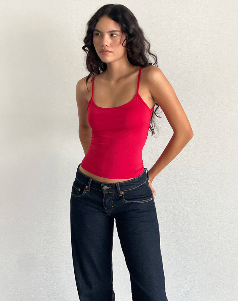 Red Cami Strap Vest Top | Jasila – motelrocks-com-us