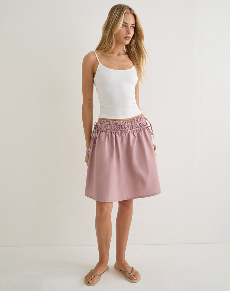 Dusty Rose Linen Straight Midi Skirt | Muhita – motelrocks-com-us