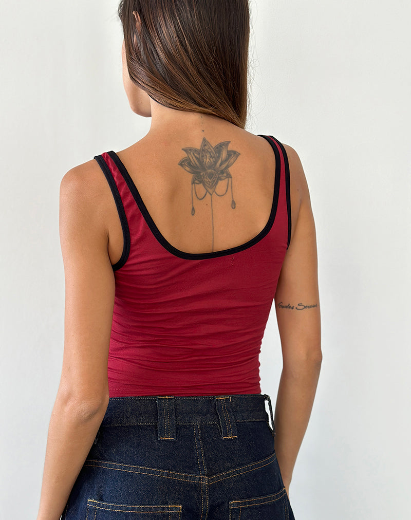 Adrenaline Red with Black Binding Top | Jastiya – motelrocks-com-us