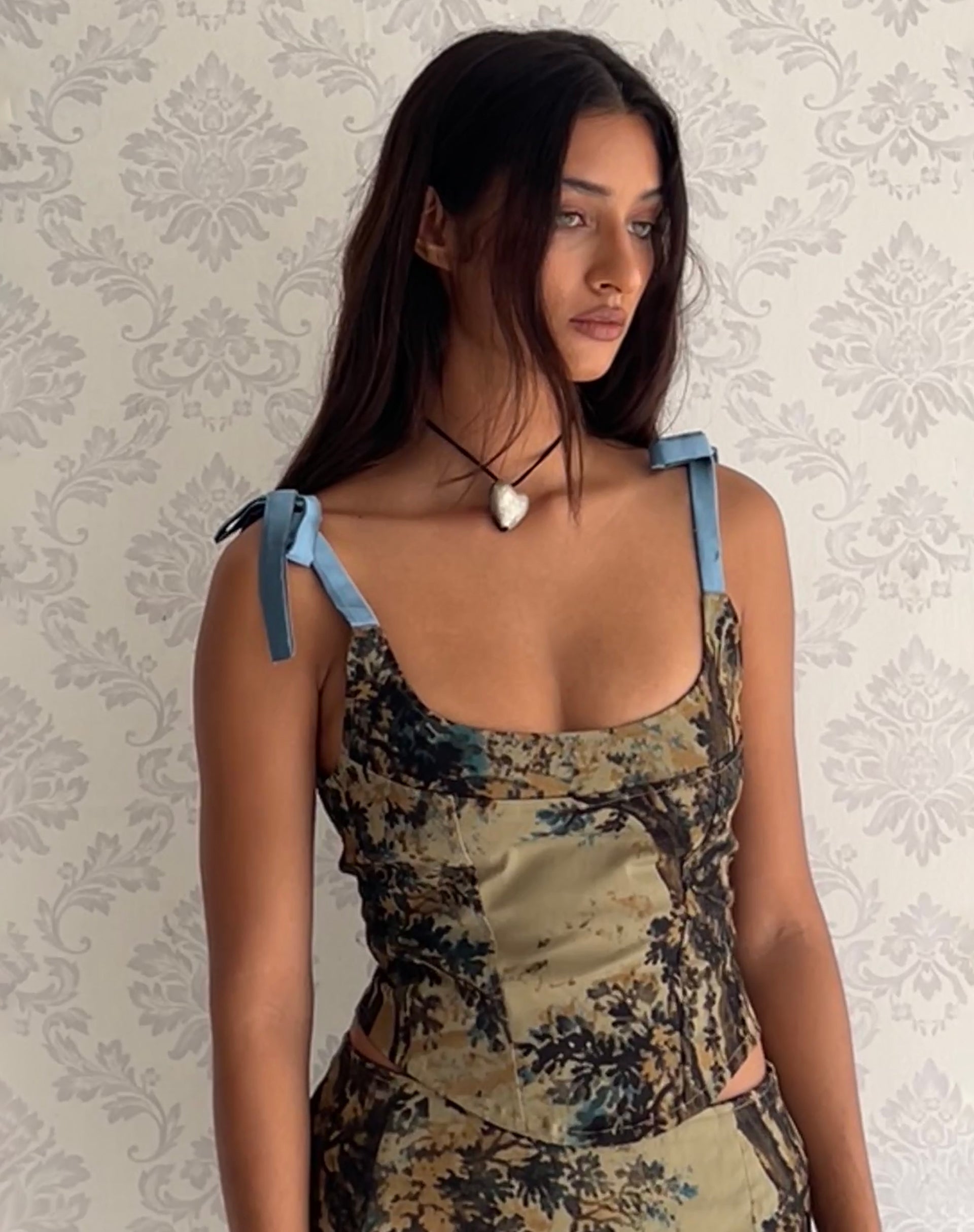 Image of Jatmi Corset Top in Brown Forest Tapestry