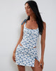 Image of Yatri Mini Skirt in a Blue and White Ribbon Print