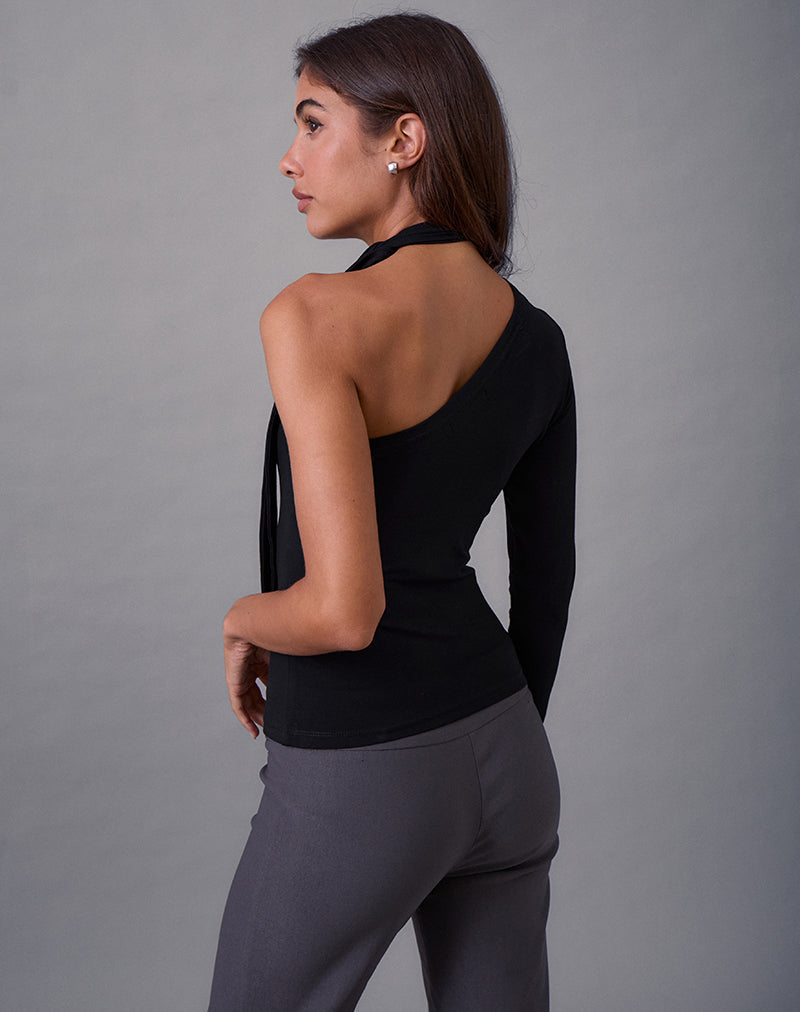 Image of Jayahe One Sleeve Top in Rayon Jersey Black