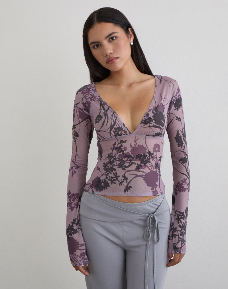 Image of Jaydra Top in Flock Shadow Flower Purple