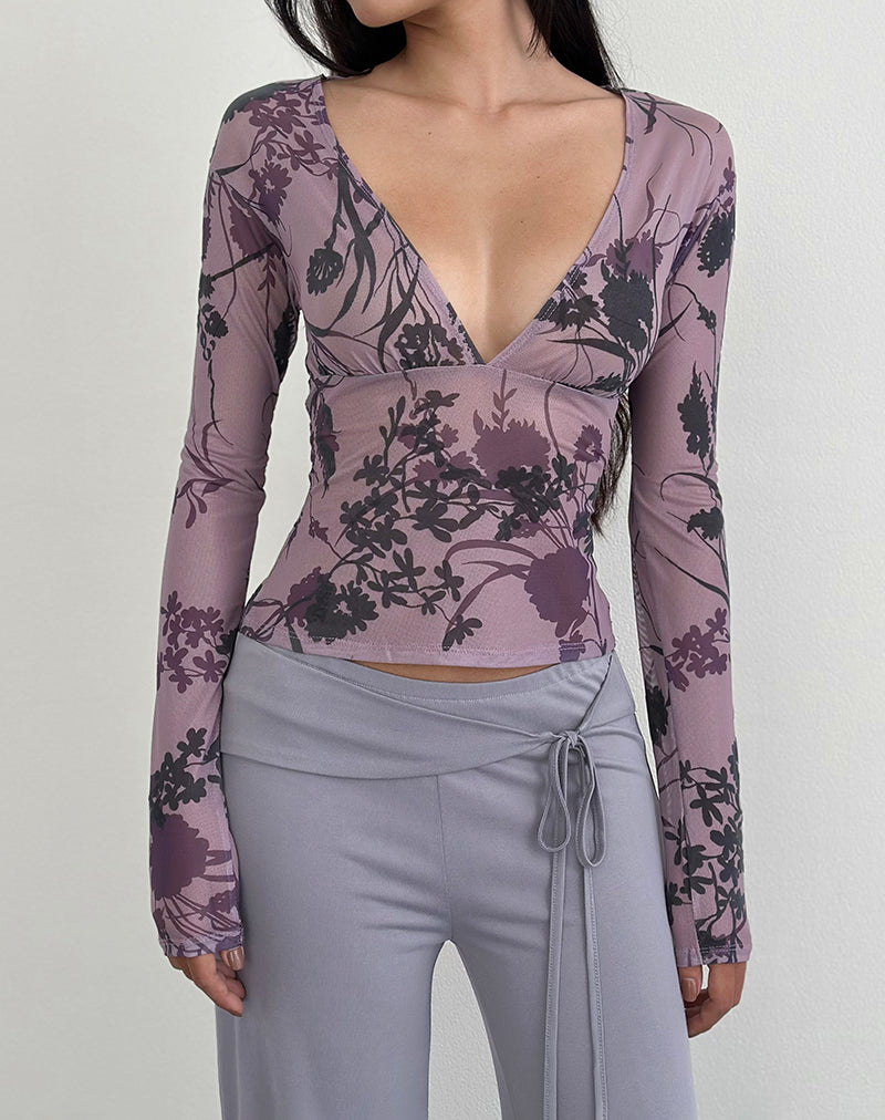 Image of Jaydra Top in Flock Shadow Flower Purple