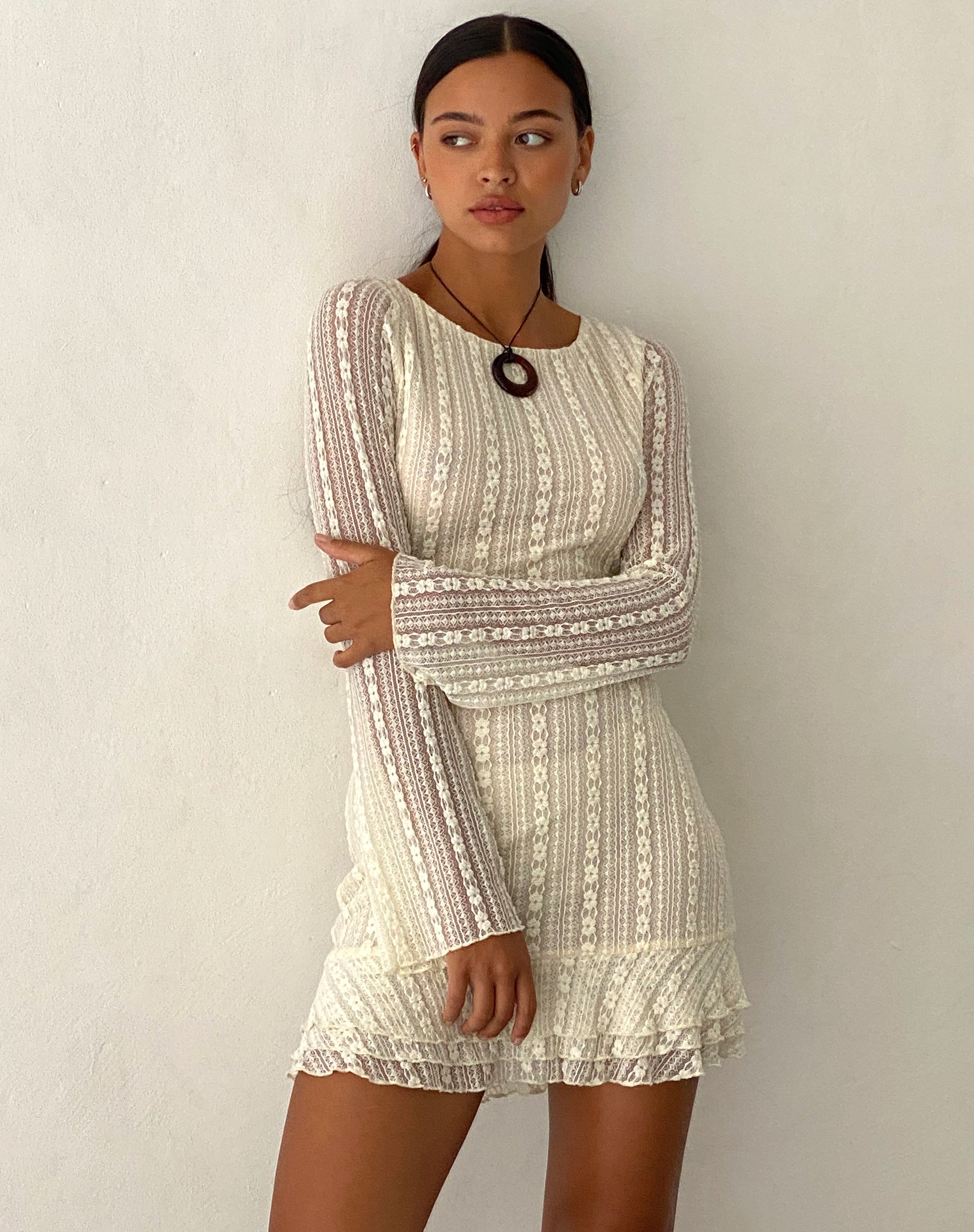 Dress Back Mini Lace Open Jeilani – Cream | motelrocks-com-us