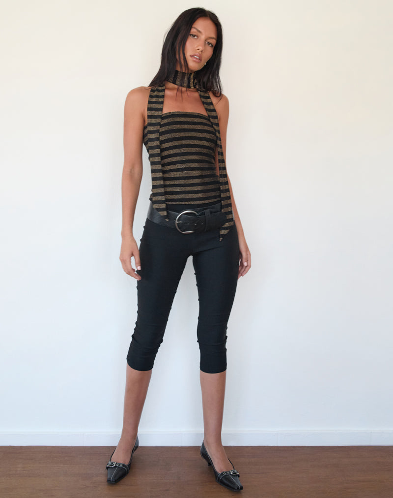 Gold Stripe Lurex Bandeau Top with Scarf | Jeldia – motelrocks-com-us