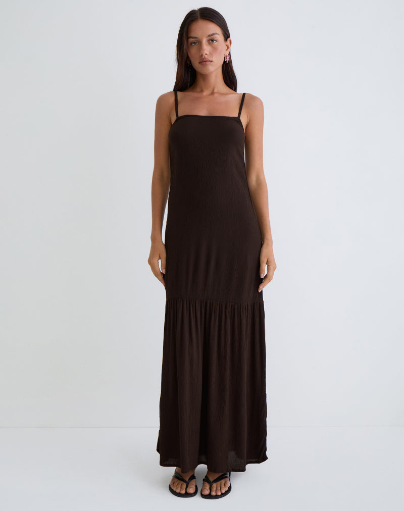 Image of Jenesis Maxi Dress in Crinkle Bitter Chocolate